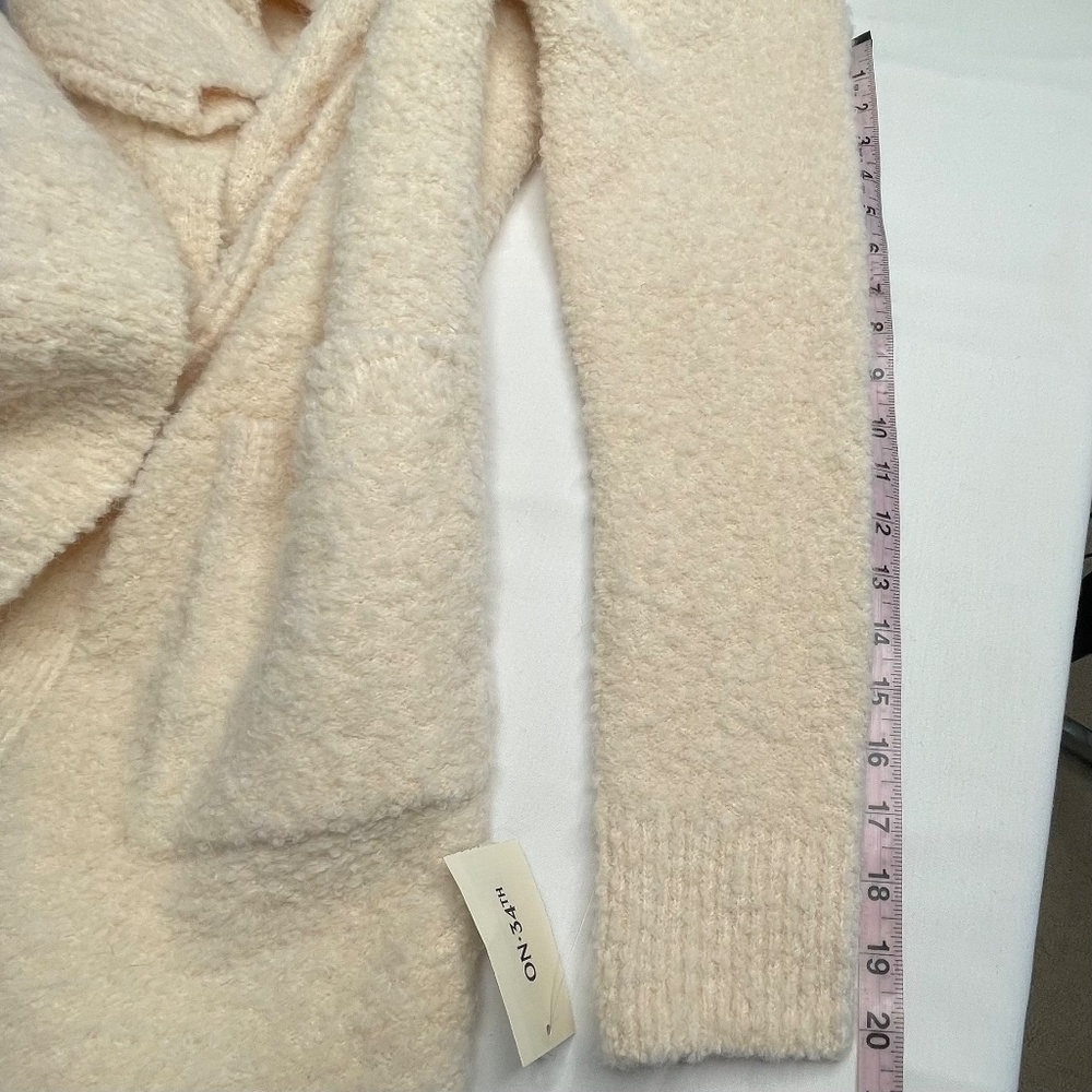 Bohemian  Boucle long, open-front duster cardigan, in PASTEL ROSE TAN size S - Picture 6 of 13